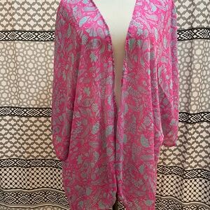 Paper Doll Pink and Gray Paisley Cover-Up